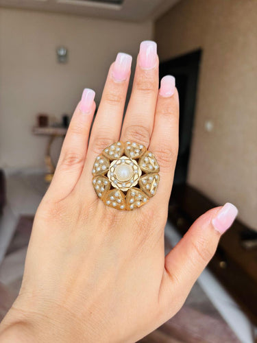 Pearl Jadau Ring